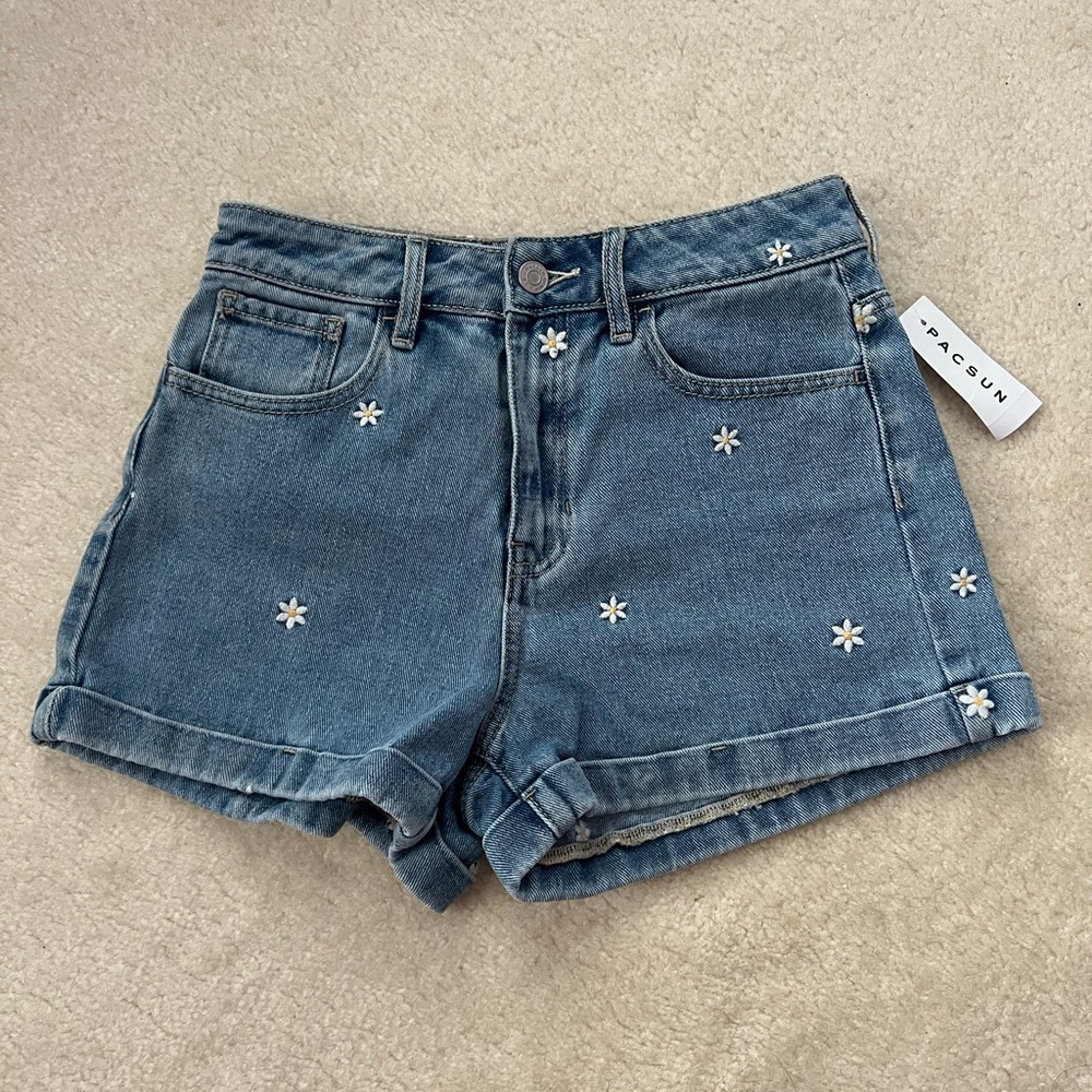 pacsun floral denim mom shorts
